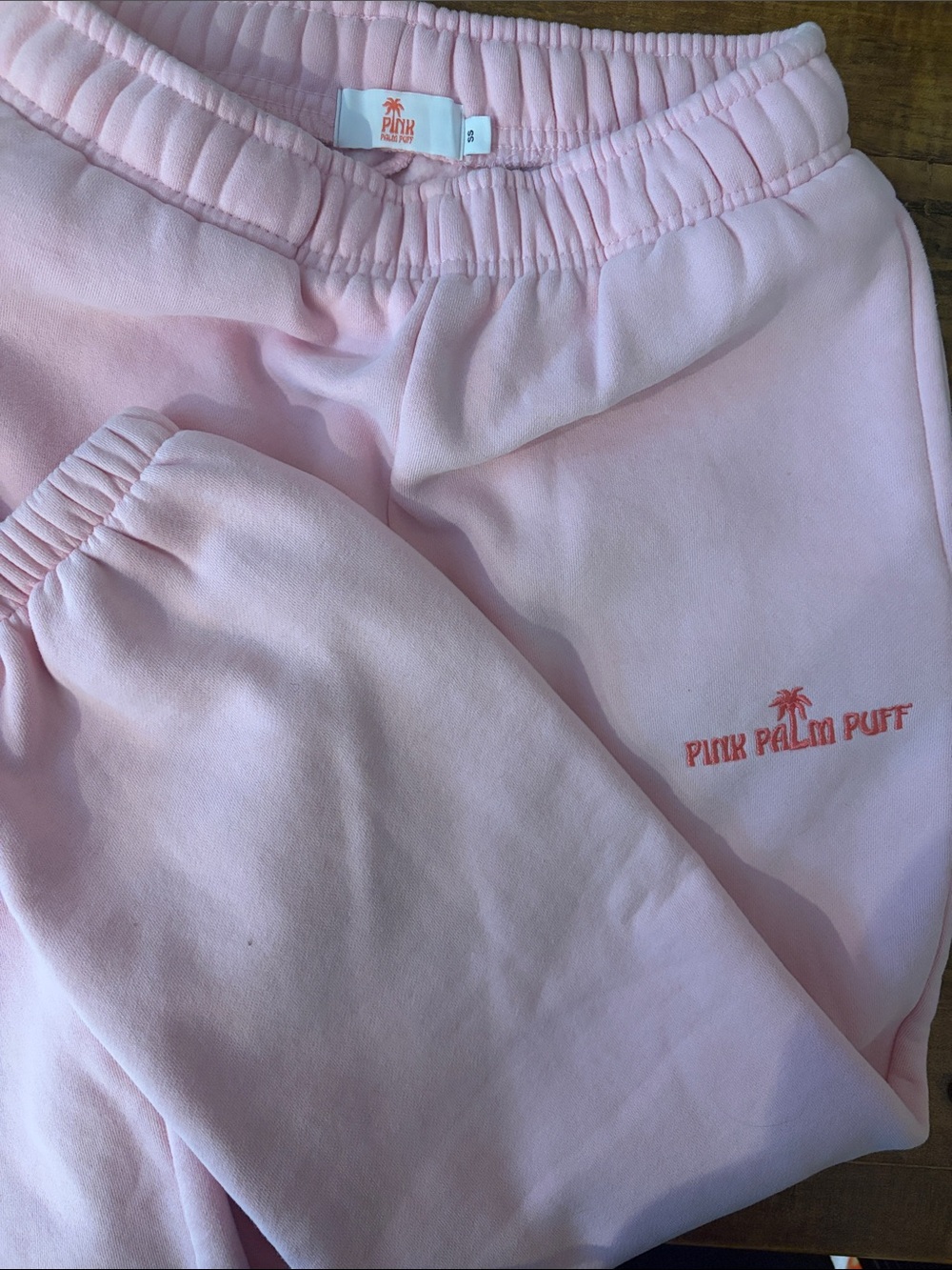 Pink Palm Puff Women's Pink Sweatpants XS